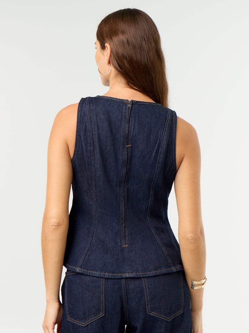 Blouse en jean sans manches Bleu - Kiabi