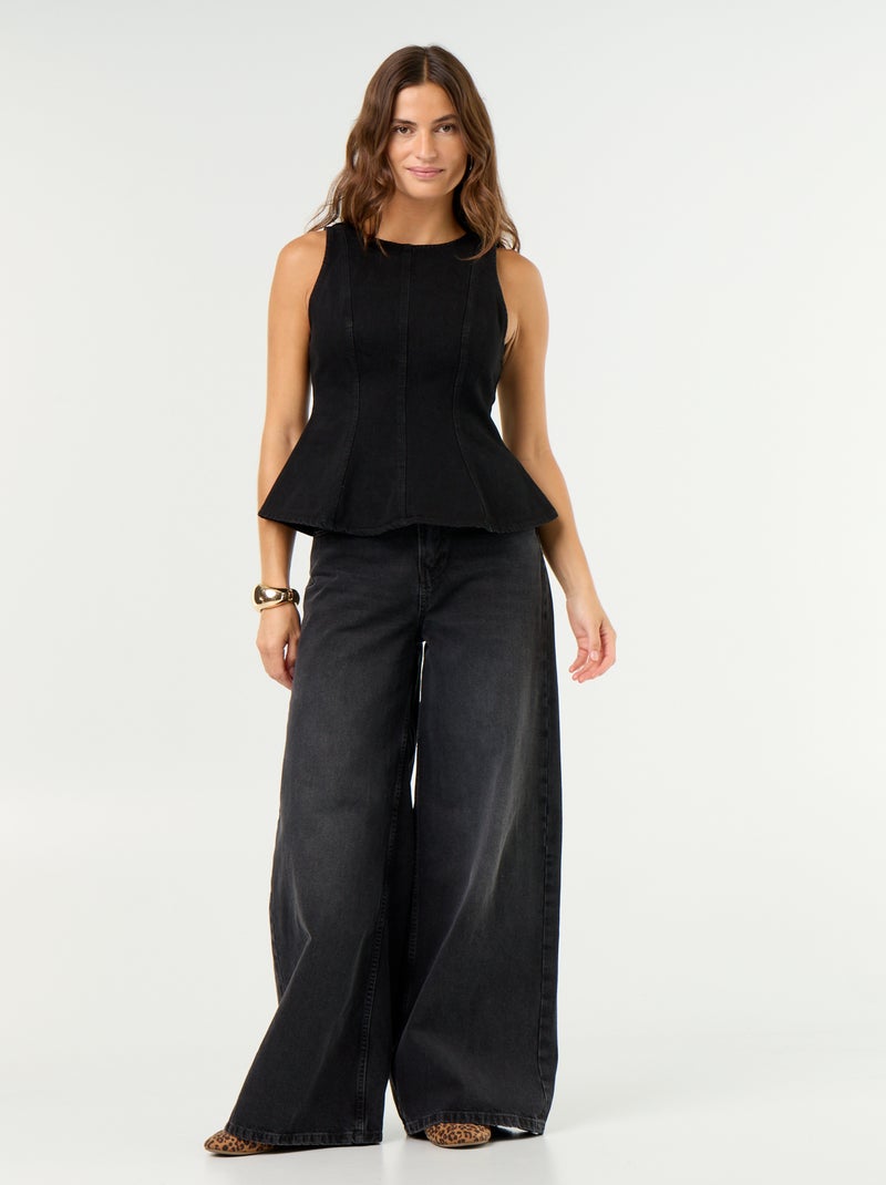 Blouse en jean sans manches Noir - Kiabi