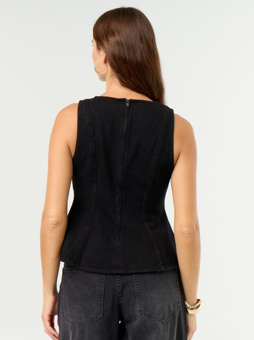 Blouse en jean sans manches - Kiabi Blouse en jean sans manches - Kiabi