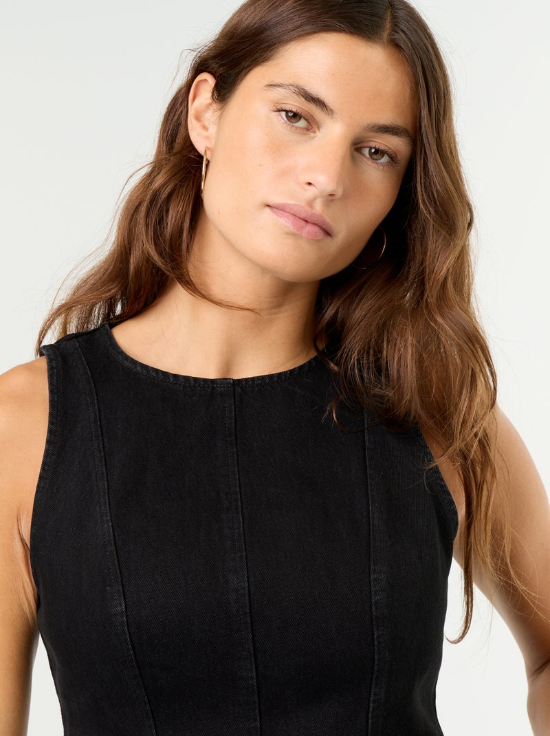 Blouse en jean sans manches Noir - Kiabi