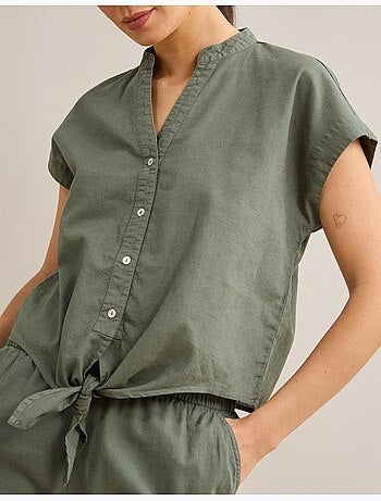 Blouse en lin mélangé, MO Fashion