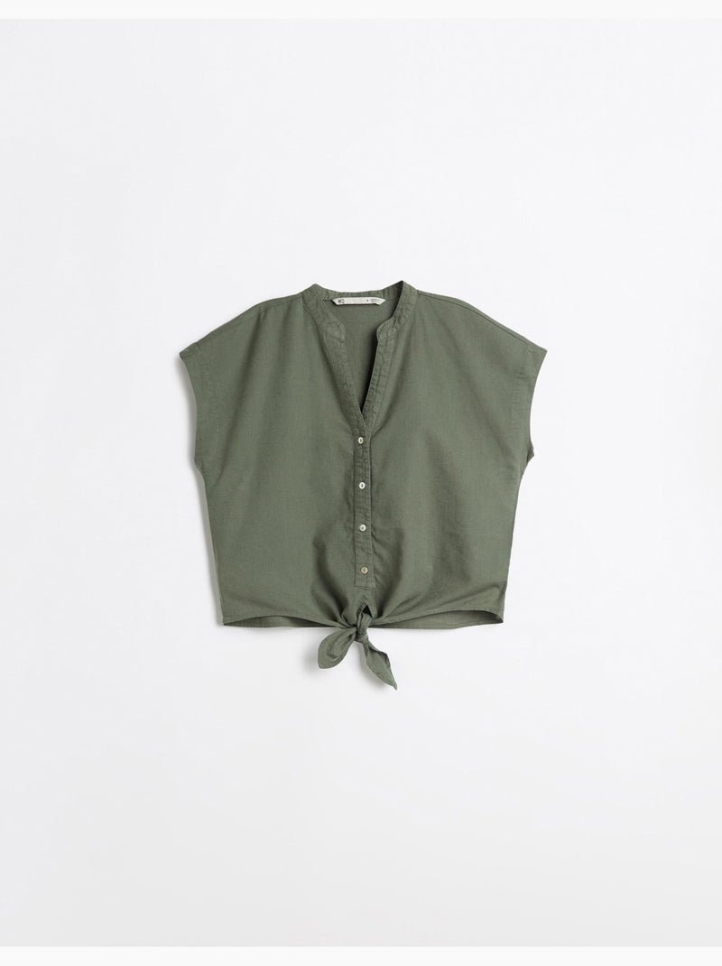 Blouse en lin mélangé, MO Fashion Vert - Kiabi