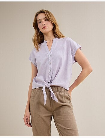 Blouse en lin mélangé, MO Fashion