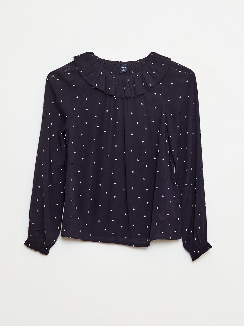 Blouse en maille crêpe avec col élastiqué - So Easy Bleu - Kiabi