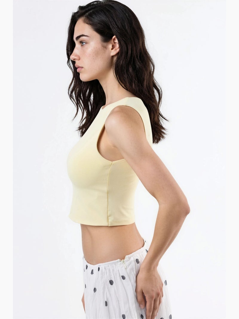 Blouse en maille sans manches à col bateau busem Jaune citron - Kiabi