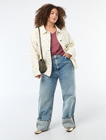 Blouse en matière crêpée manches courtes