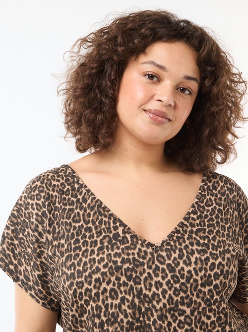 Blouse en matière gaufrée à manches courtes - Kiabi