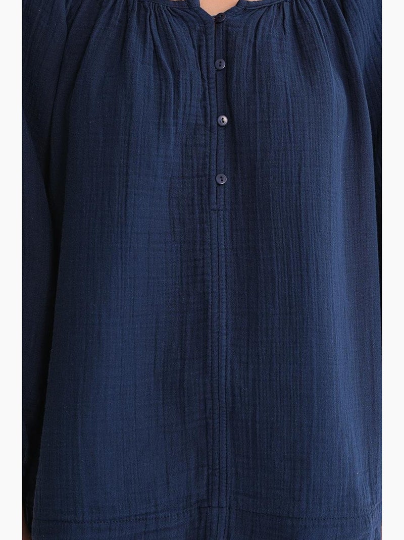 Blouse en mousseline boutonnée mixray Bleu marine - Kiabi