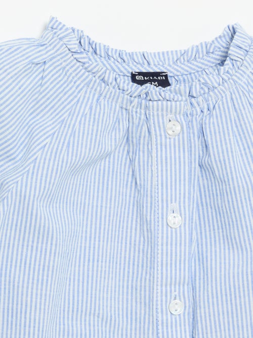 Blouse en popeline avec broderies - Kiabi