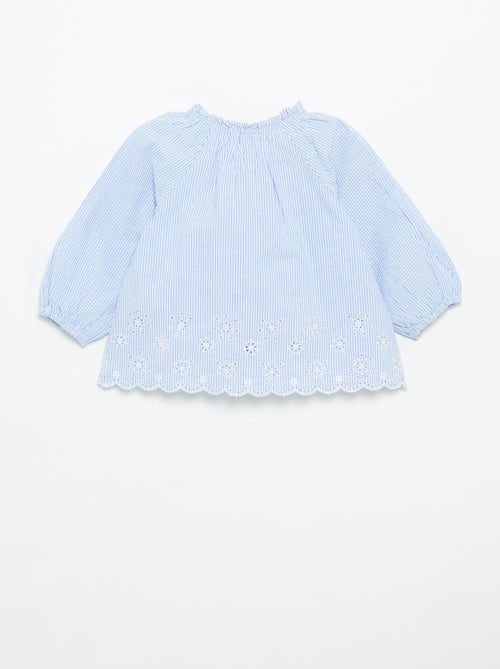 Blouse en popeline avec broderies - Kiabi