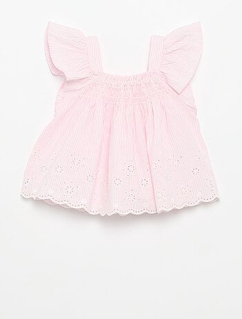 Blouse en popeline avec volants