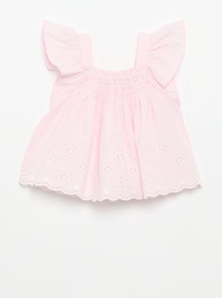 Blouse en popeline avec volants