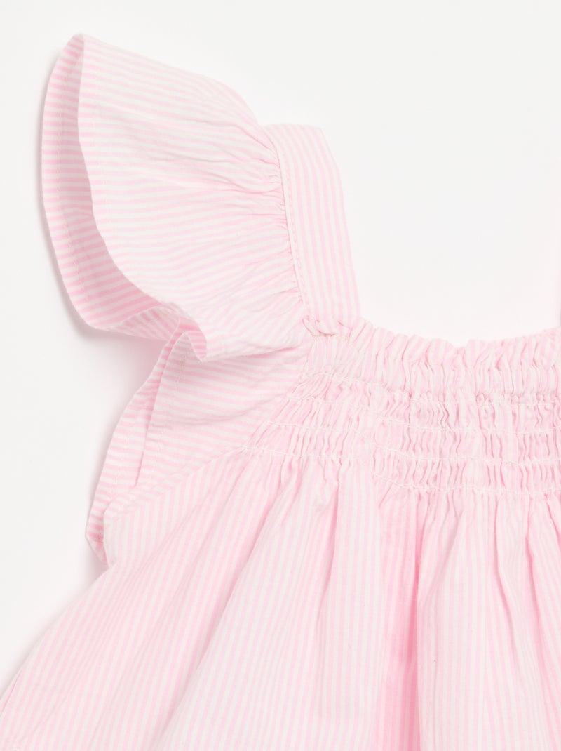 Blouse en popeline avec volants Rose - Kiabi