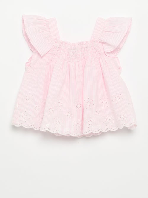 Blouse en popeline avec volants - Kiabi Blouse en popeline avec volants - Kiabi