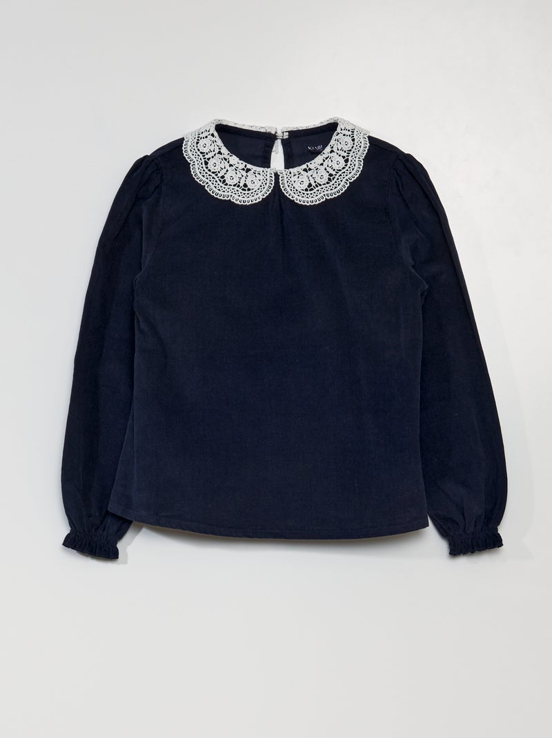 Blouse en velours Bleu - Kiabi