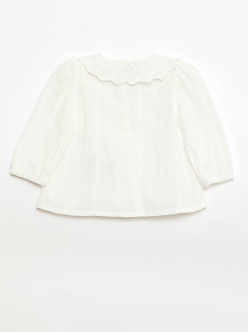 Blouse en voile de coton avec broderies - Kiabi Blouse en voile de coton avec broderies - Kiabi