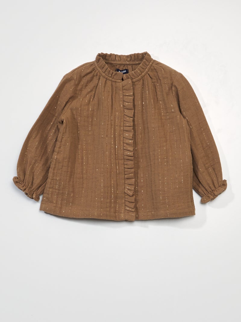 Blouse en voile de coton Marron - Kiabi