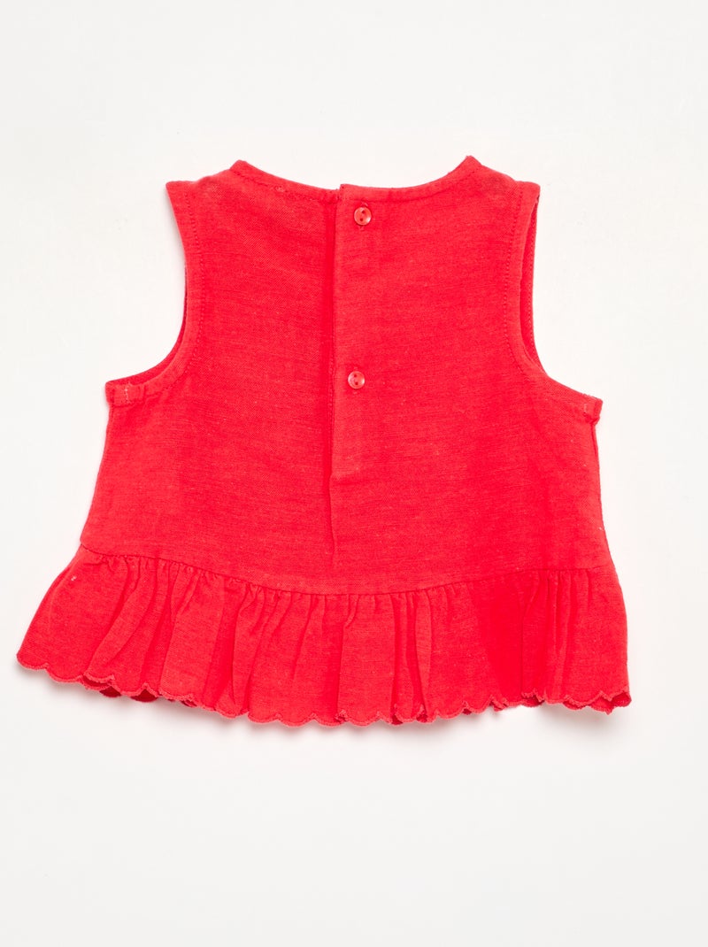 Blouse en voile de coton Rouge - Kiabi
