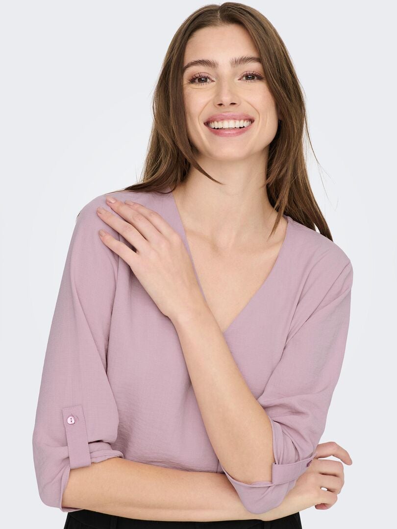 Blouse encolure V 'JDY' rose - Kiabi