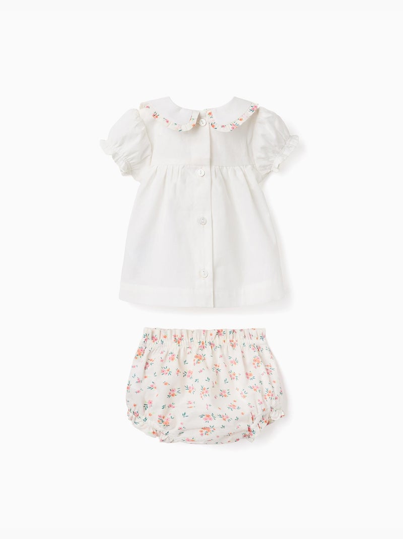 Blouse et bloomer en coton avec volants Beige clair - Kiabi