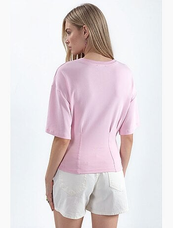 Blouse femme en coton côtelé à col rond busem