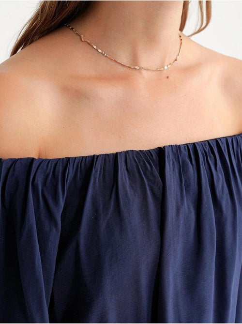 Blouse femme regular avec col madonna et détail volanté mixray - Kiabi