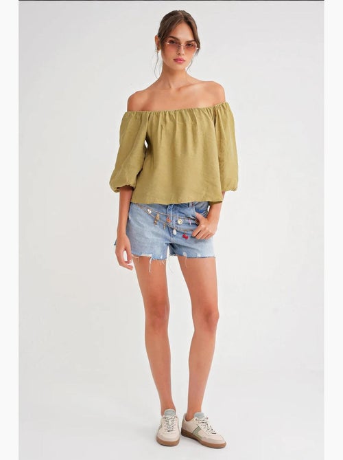 Blouse femme regular avec col madonna et détail volanté mixray - Kiabi Blouse femme regular avec col madonna et détail volanté mixray - Kiabi
