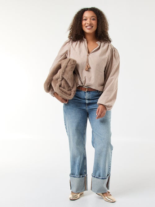 Blouse fluide carreaux vichy - Kiabi