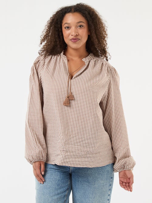 Blouse fluide carreaux vichy - Kiabi