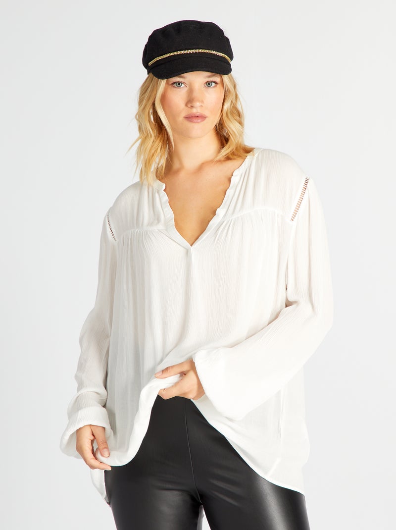 Blouse fluide encolure V Blanc - Kiabi