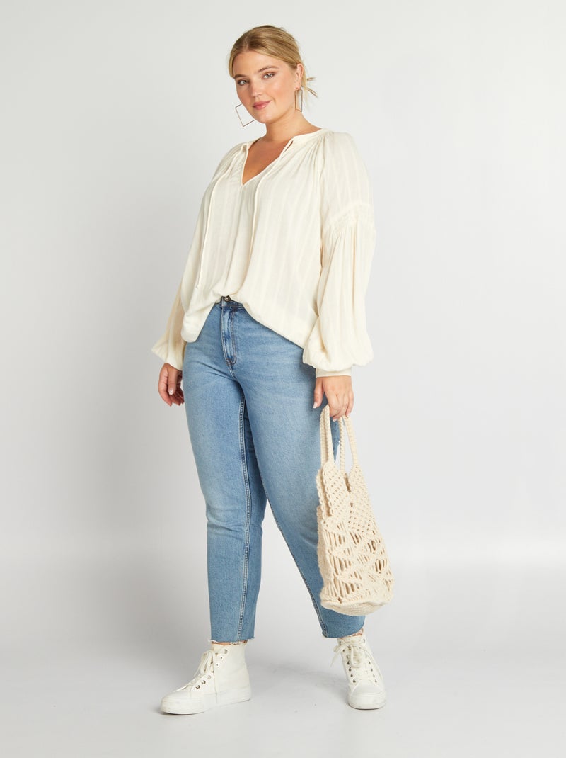 Blouse fluide encolure V Blanc - Kiabi