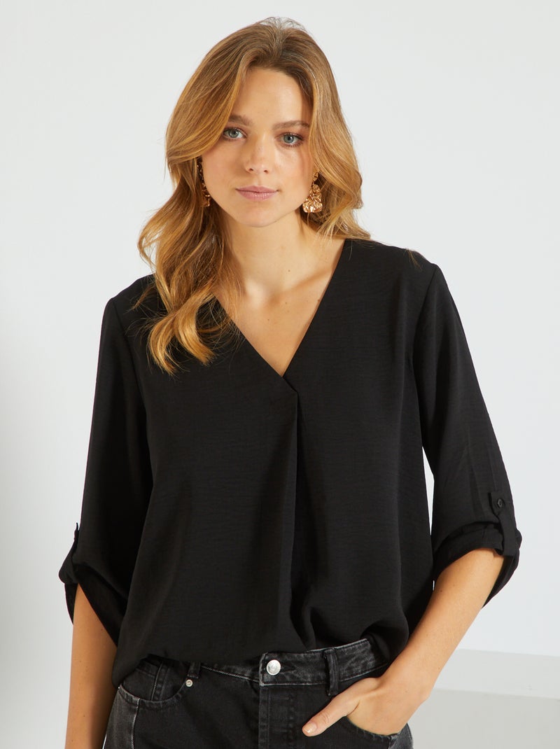 Blouse fluide encolure V 'JDY' noir - Kiabi