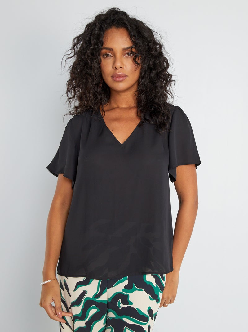 Blouse Longue Légère Sandro - Taille L - Noir Fin Transparent - Chic Plage Soirée - Occasion Très Bon état