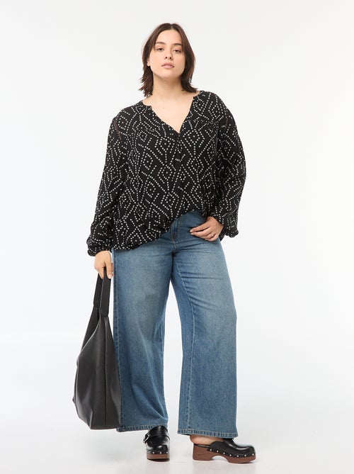 Blouse fluide imprimée en maille crêpe - Kiabi