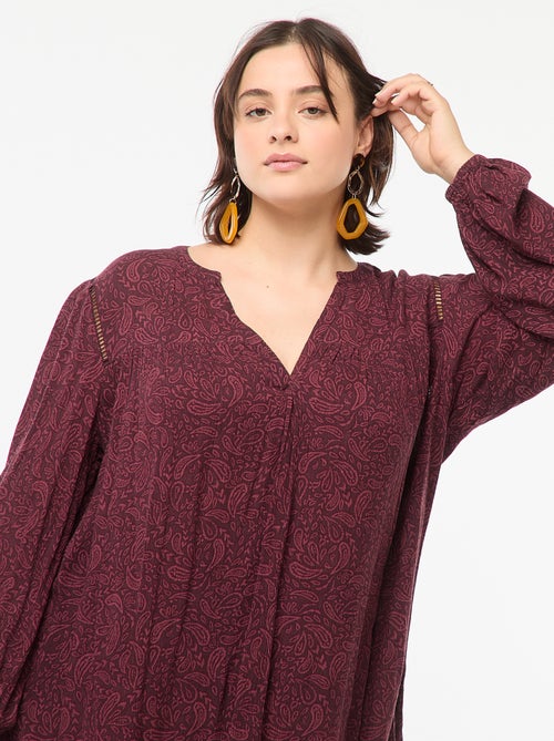 Blouse fluide imprimée en maille crêpe - Kiabi
