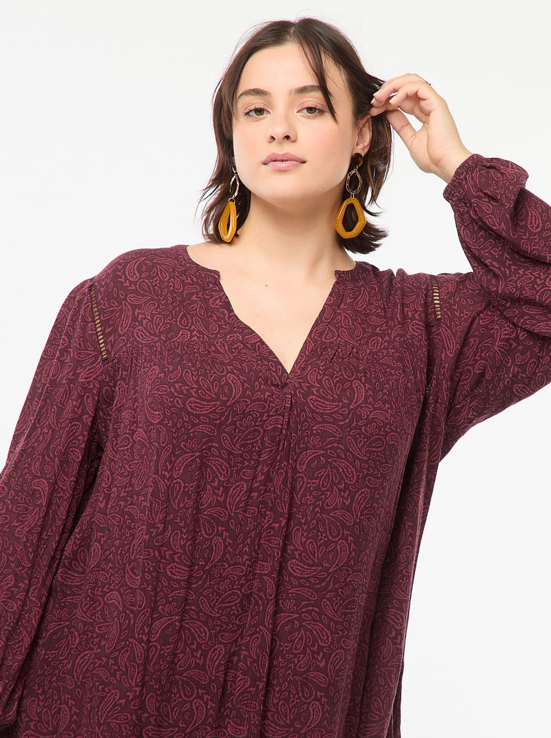Blouse fluide imprimée en maille crêpe Rose - Kiabi