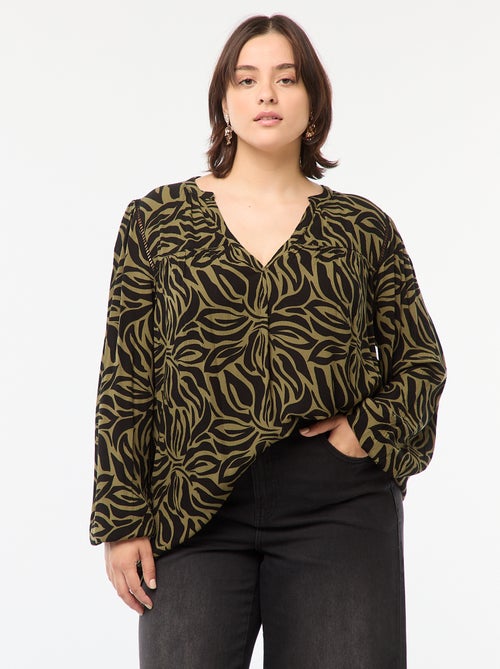 Blouse fluide imprimée en maille crêpe - Kiabi