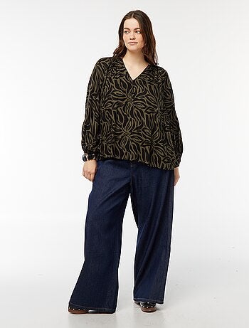 Blouse fluide imprimée en maille crêpe