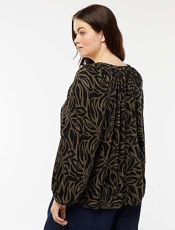 Blouse fluide imprimée en maille crêpe