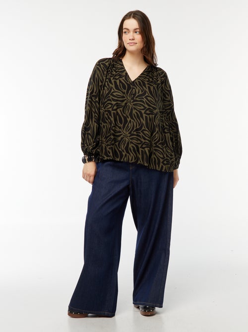 Blouse fluide imprimée en maille crêpe - Kiabi