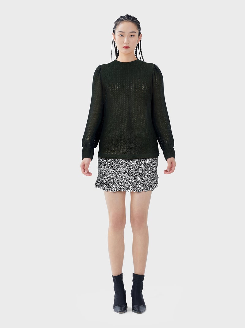 Blouse fluide manches bouffantes noir - Kiabi