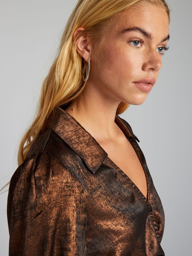 Top/tunique Fluide LUCY Blanc Avec Perles Et Sequins - Taille 38/40, Manches Pagode - Occasion TB