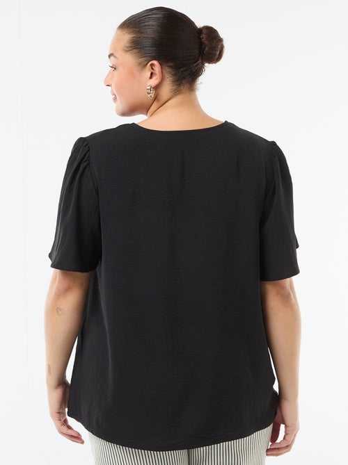 Blouse fluide uni à manches courtes - Kiabi