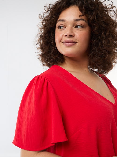 Blouse fluide uni à manches courtes - Kiabi