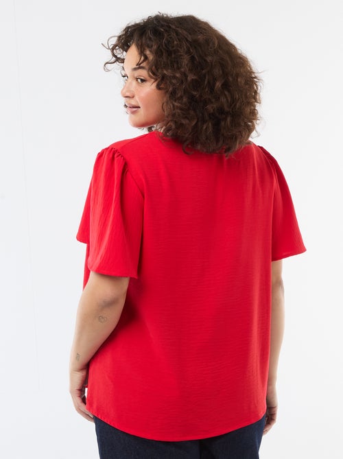 Blouse fluide uni à manches courtes - Kiabi