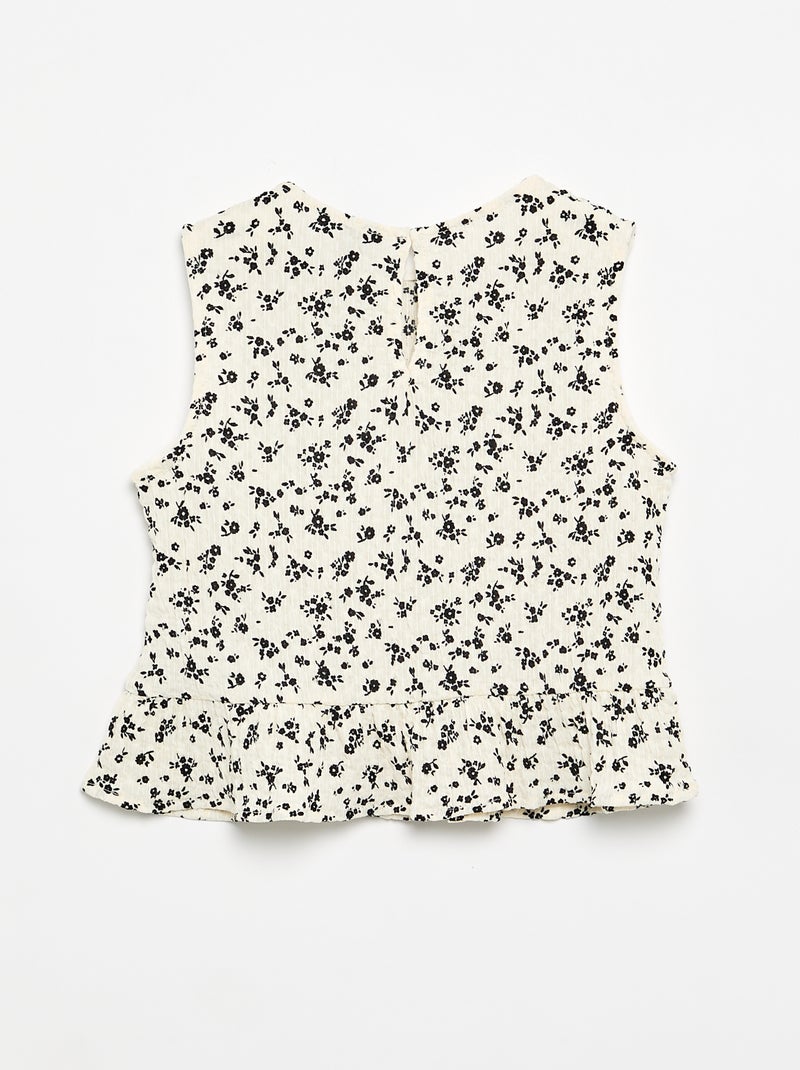 Blouse gaufrée sans manches Beige - Kiabi