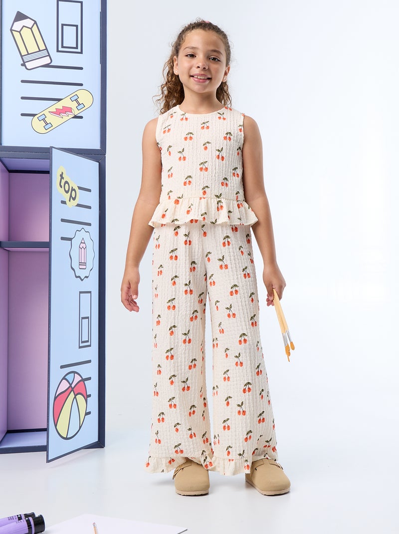 Blouse gaufrée sans manches Blanc - Kiabi