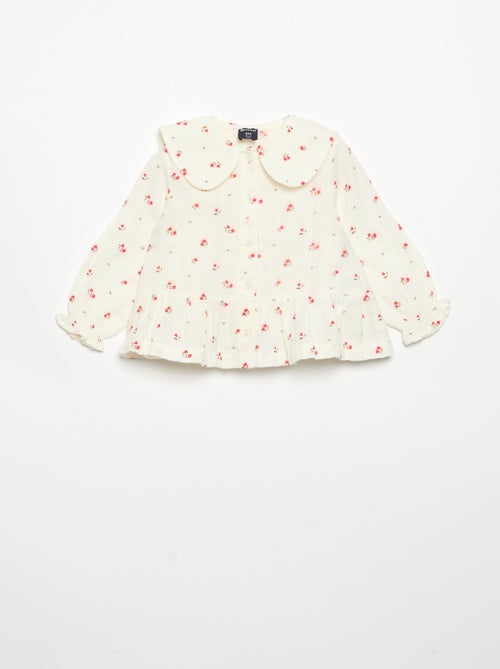 Blouse gaze de coton boutonné - Kiabi