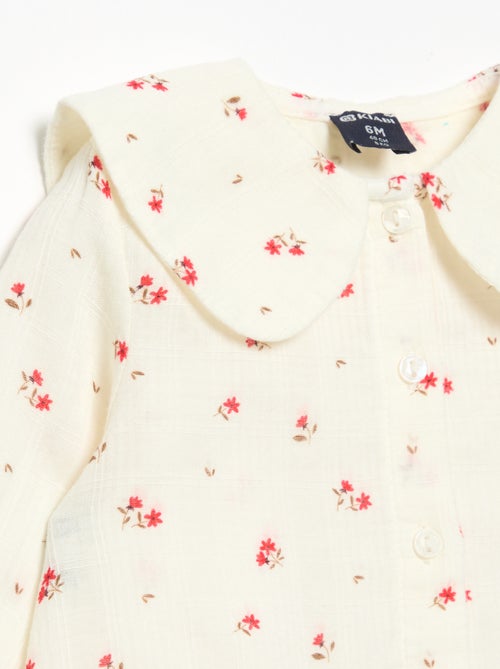 Blouse gaze de coton boutonné - Kiabi
