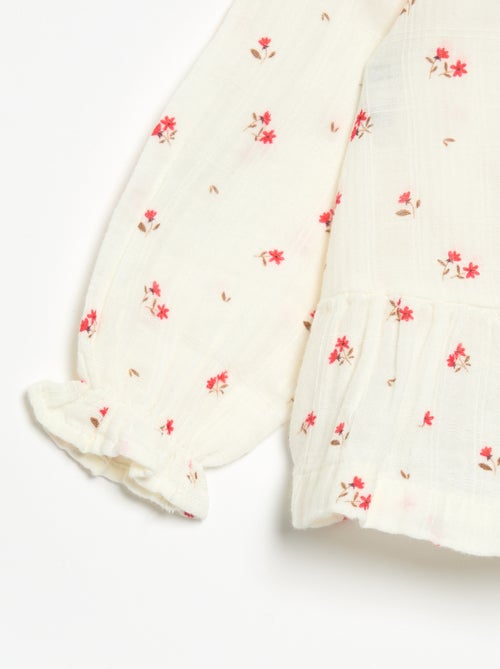 Blouse gaze de coton boutonné - Kiabi